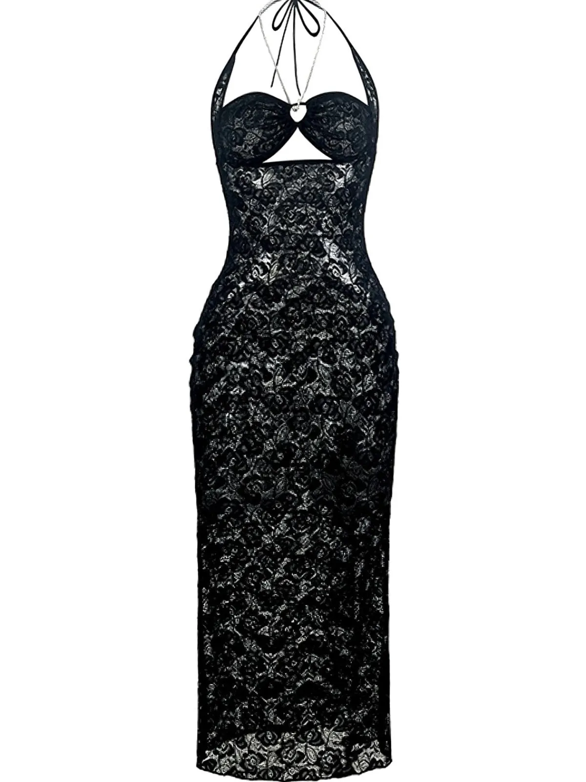 Sale Retro Stage 2PCS 1940s Lace Sheer Sleepwear Set Black