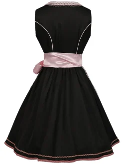 Online Retro Stage 2PCS 1950s Oktoberfest Dress With Embroidered Apron Black