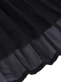 Clearance Retro Stage 2PCS 1960s V-Neck Vest Top & Pleated Skirt Black