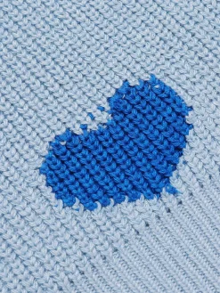 Fashion Retro Stage 2PCS 1960s Knitted Heart Cropped Top & Skirt Blue