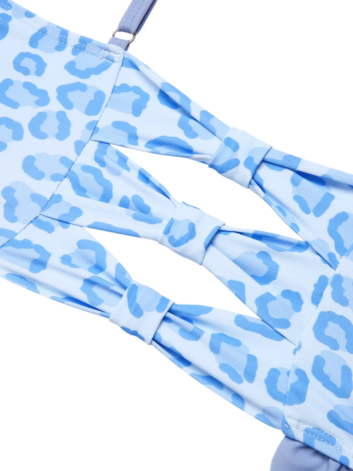 Outlet Retro Stage 2PCS 1940s Leopard Patchwork Swimsuit Blue