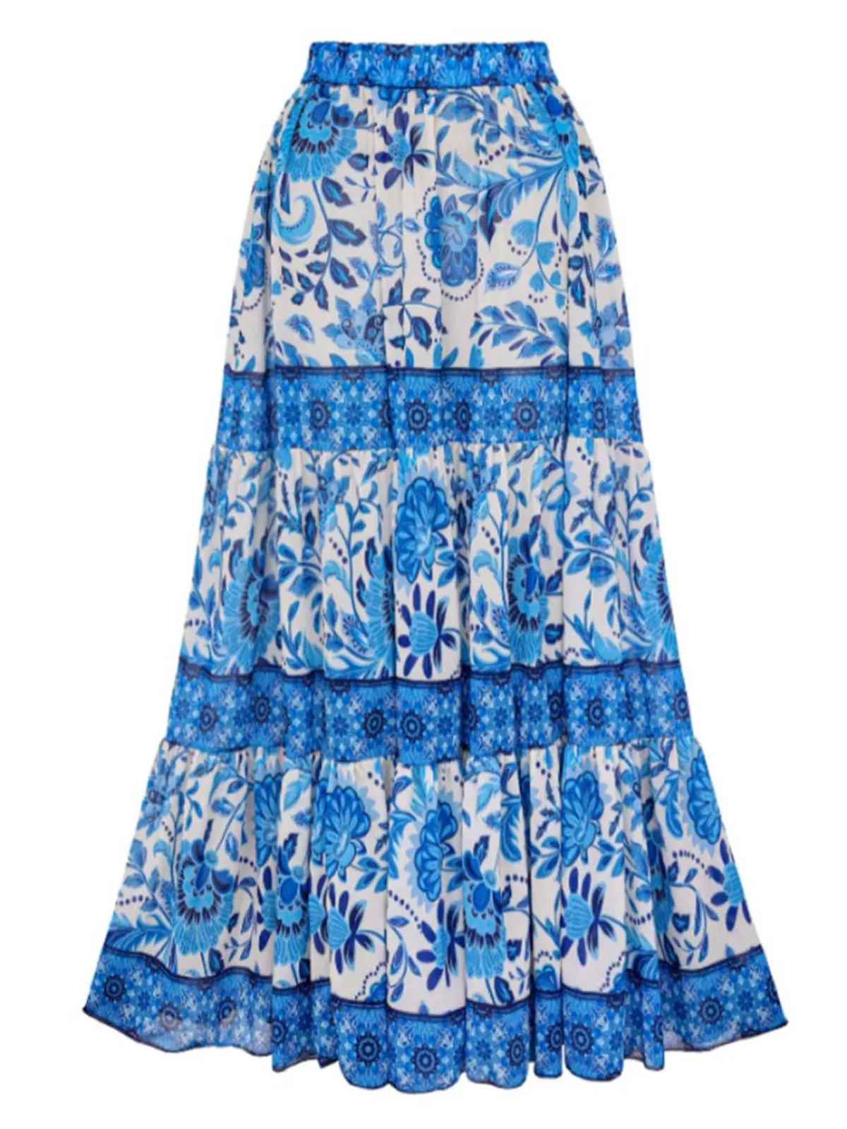 Discount Retro Stage 2PCS 1950s One-Shoulder Print Swimsuit & Cover-Up Blue