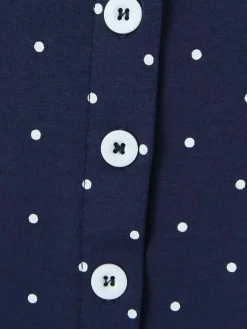 Hot Retro Stage 2PCS Blue 1950s Polka Dots Camisole & Cardigan Dark Blue