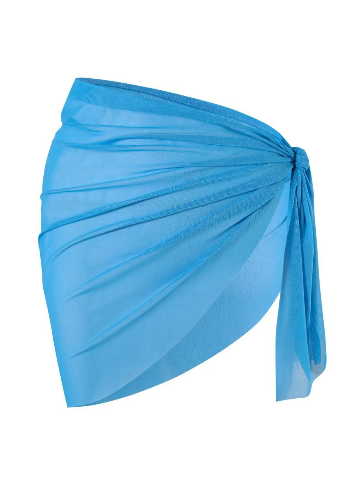 Online Retro Stage 2PCS 1950s Solid Starfish Bandeau Bikini Set & Cover Up Blue