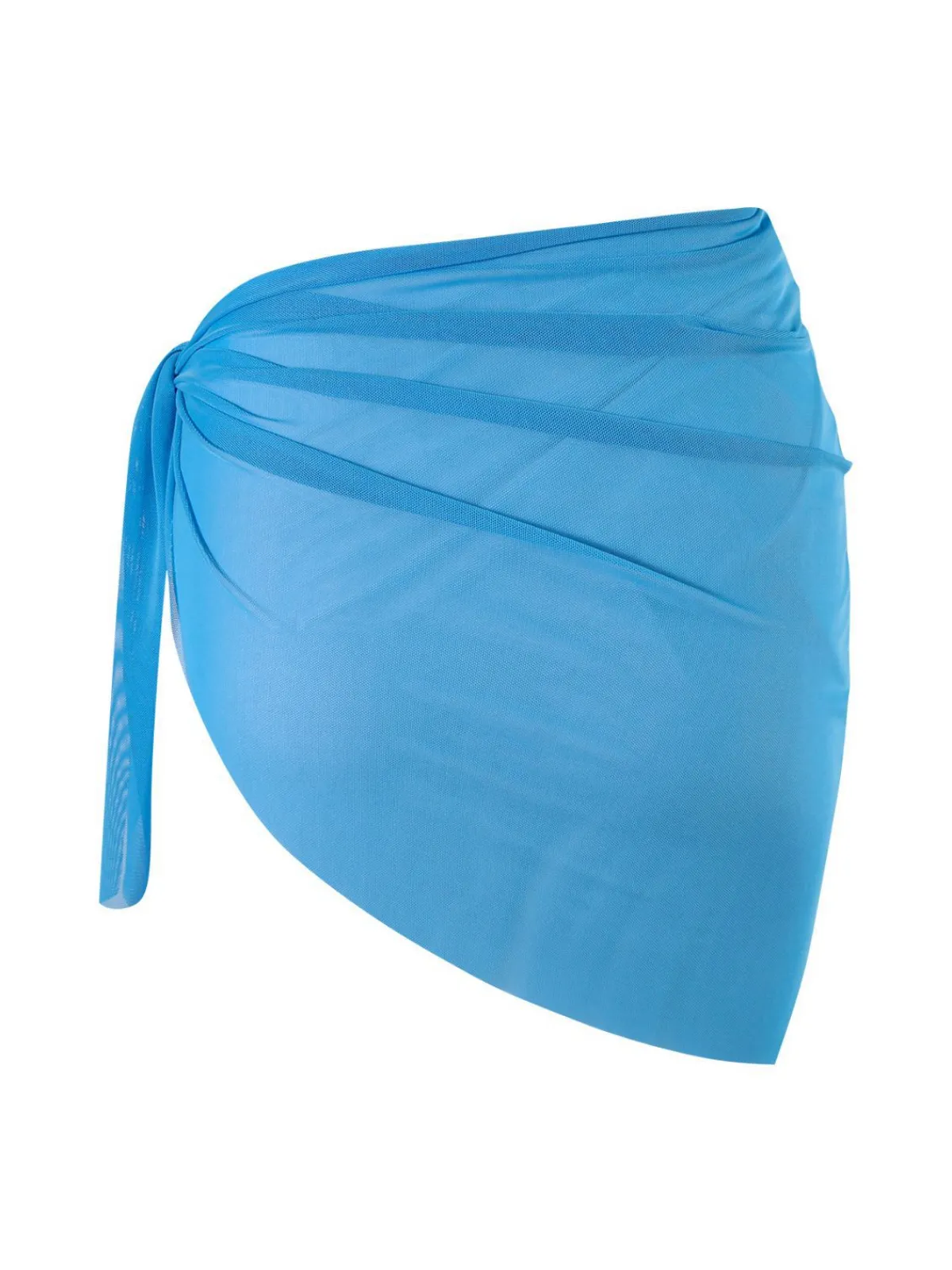 Online Retro Stage 2PCS 1950s Solid Starfish Bandeau Bikini Set & Cover Up Blue