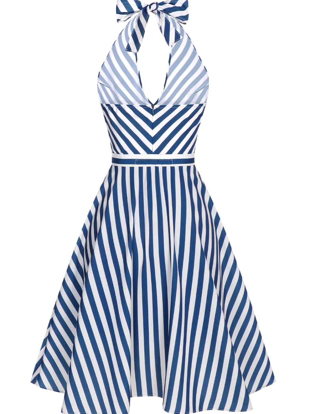 Hot Retro Stage 2PCS 1940s Stripe Halter Romper & Skirt Blue