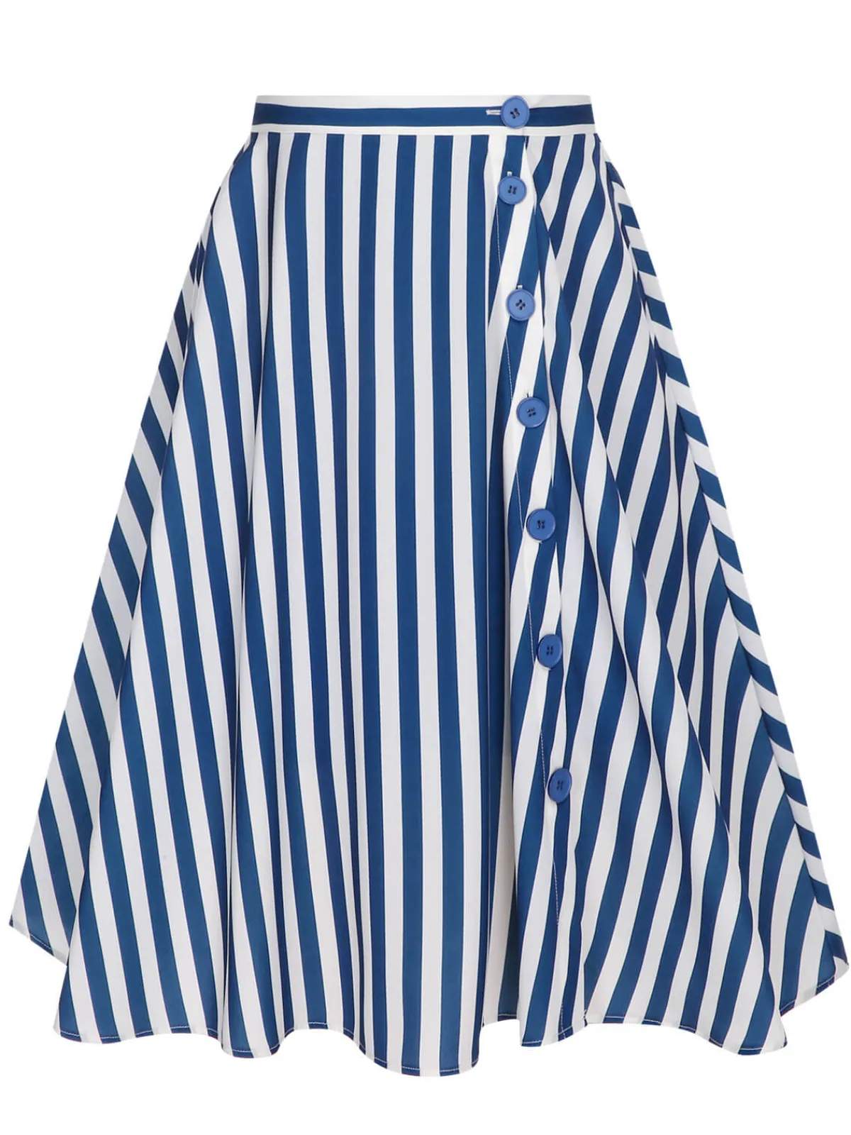 Hot Retro Stage 2PCS 1940s Stripe Halter Romper & Skirt Blue