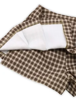 Hot Retro Stage 2PCS 1960s Gingham Plaid Pleated Vest & Skirt Brown