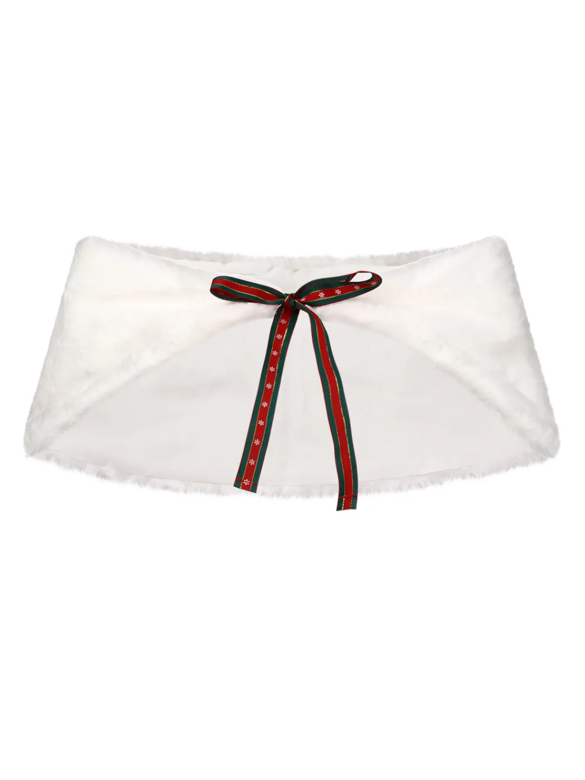 Discount Retro Stage 2PCS Christmas 1950s Strapless Bow Fur Dress & Shawl White & Red