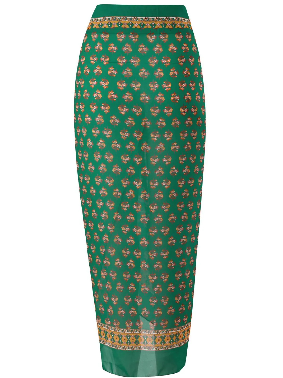 Discount Retro Stage 2PCS 1940s Flowers One-Piece Swimsuit & Cover-Up Green