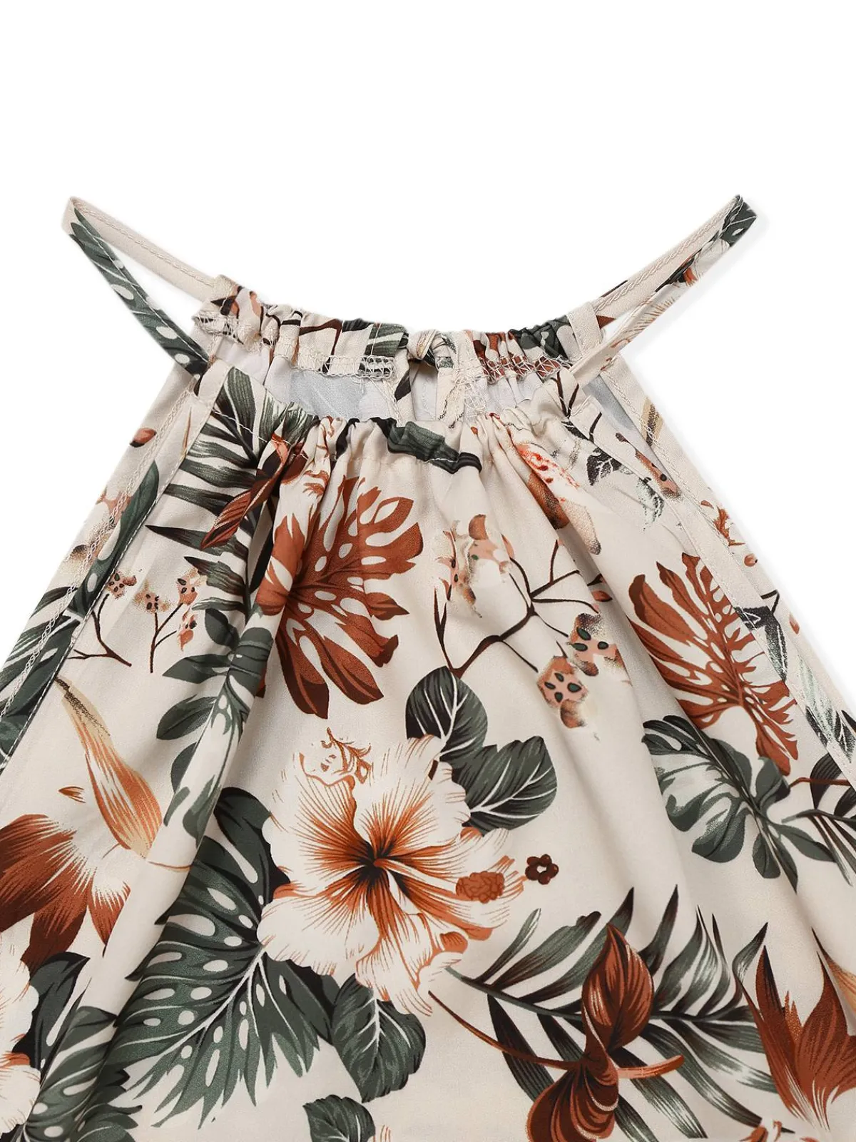 Clearance Retro Stage 2PCS 1950s Tropical Plants Halter Top & Textured Pants Green