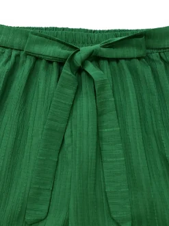 Clearance Retro Stage 2PCS 1950s Tropical Plants Halter Top & Textured Pants Green