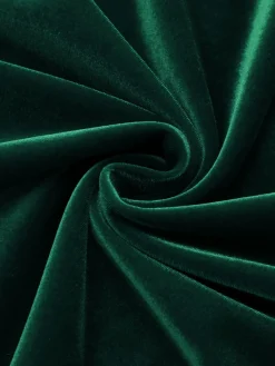 New Retro Stage 2PCS Green 1960s Velvet Bodycon Dress