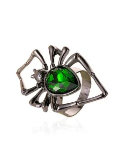 Online Retro Stage 3PCS Green Spider Necklace & Earrings & Ring Set