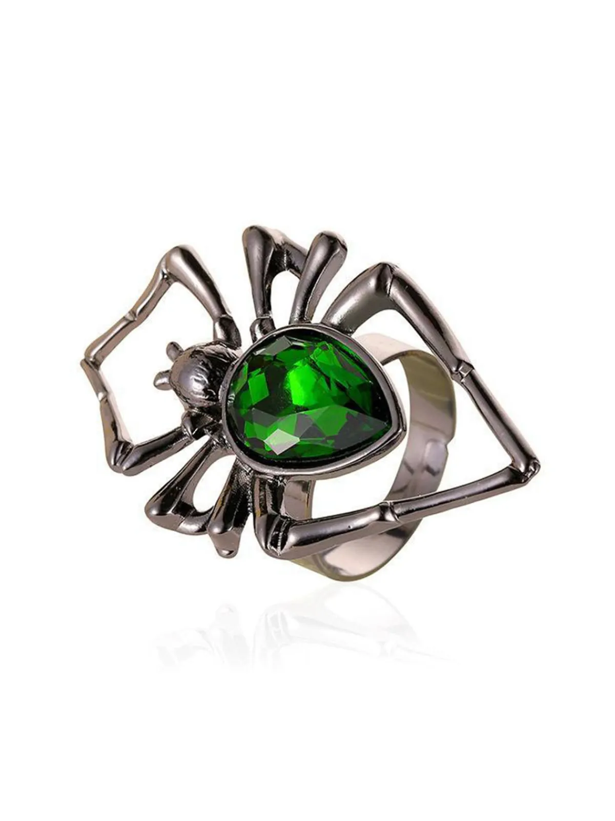 Online Retro Stage 3PCS Green Spider Necklace & Earrings & Ring Set