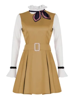 New Retro Stage 2PCS 1960s Ruffle Collar Megan's Costume Set Khaki