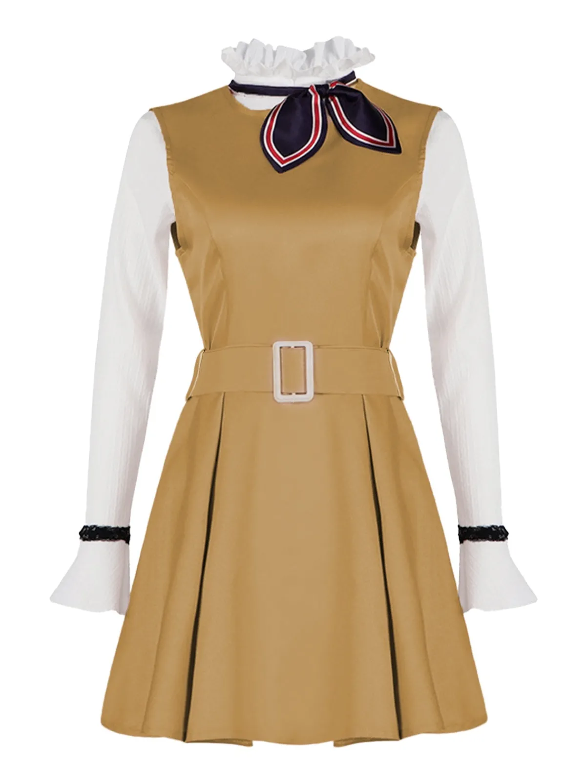 New Retro Stage 2PCS 1960s Ruffle Collar Megan's Costume Set Khaki