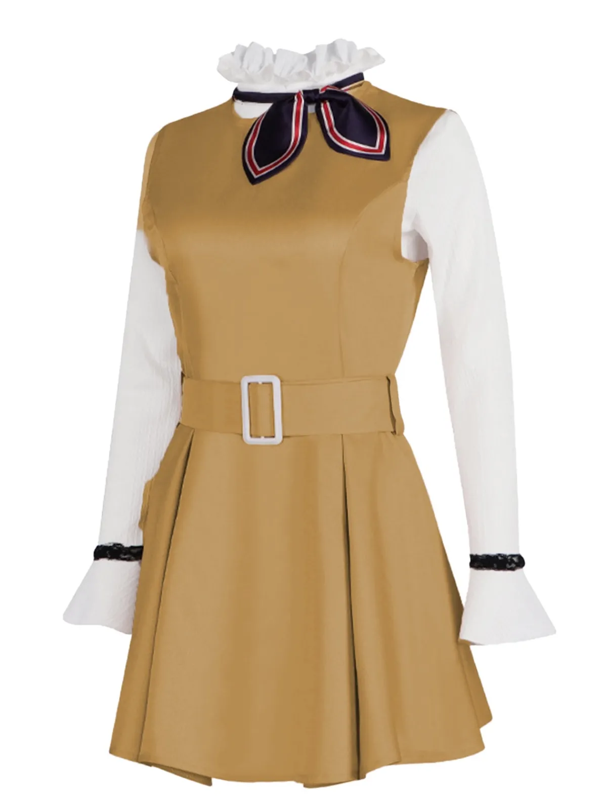 New Retro Stage 2PCS 1960s Ruffle Collar Megan's Costume Set Khaki