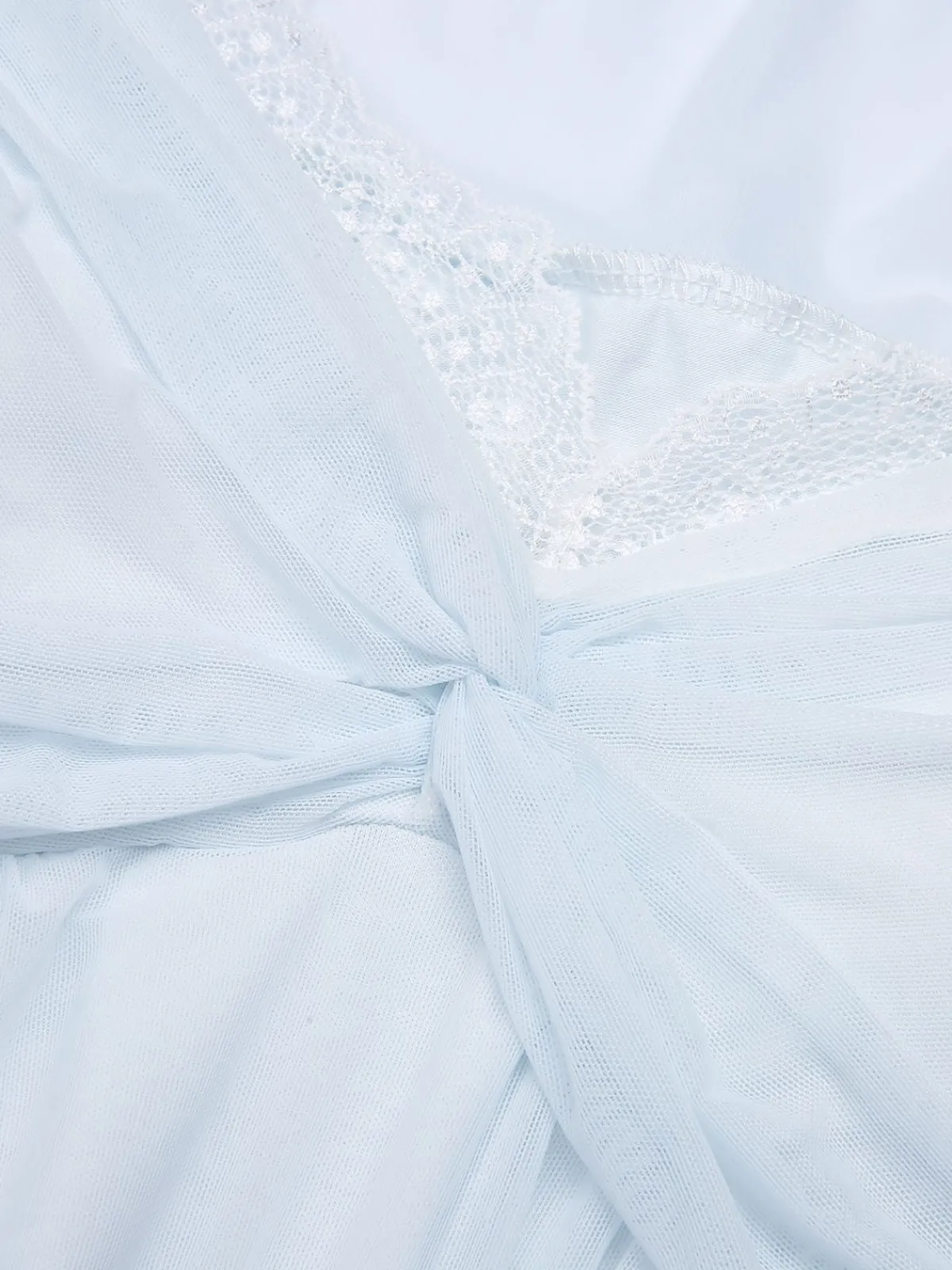 Best Retro Stage 2PCS 1940s Knot Lace Sleepwear Light Blue