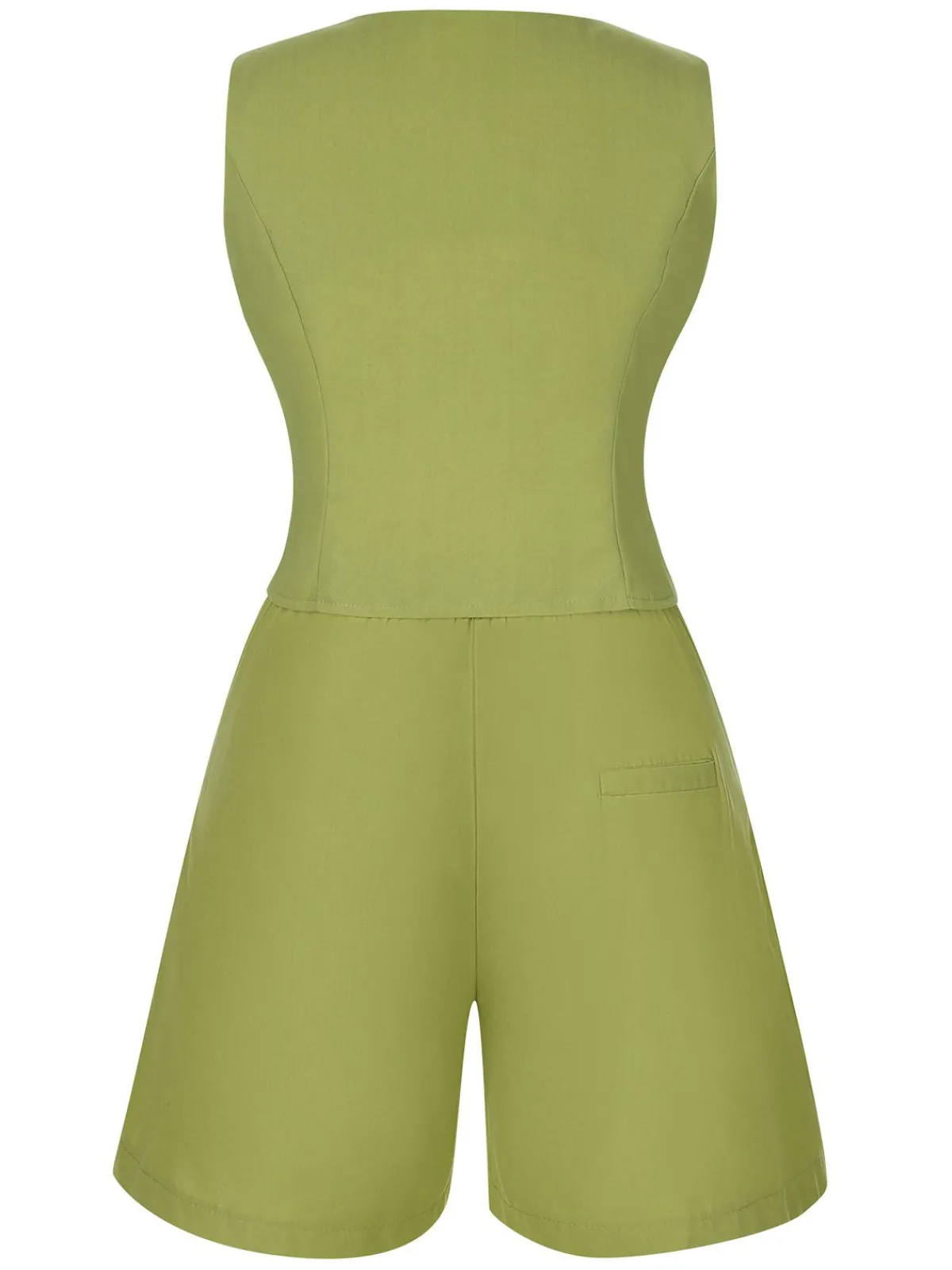 New Retro Stage 2PCS 1950s Solid Top & Shorts Light Green