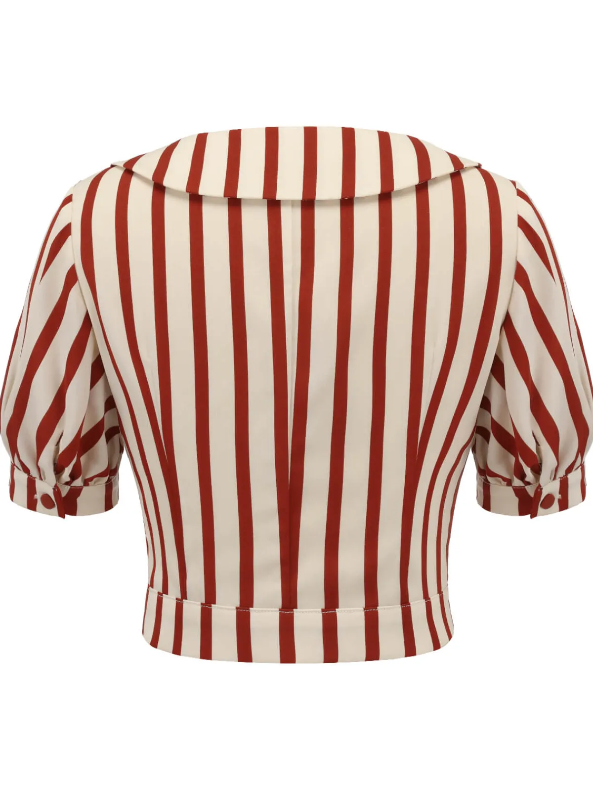 Outlet Retro Stage 2PCS Orange Red 1950s Striped Blouse & Pleated Skirt