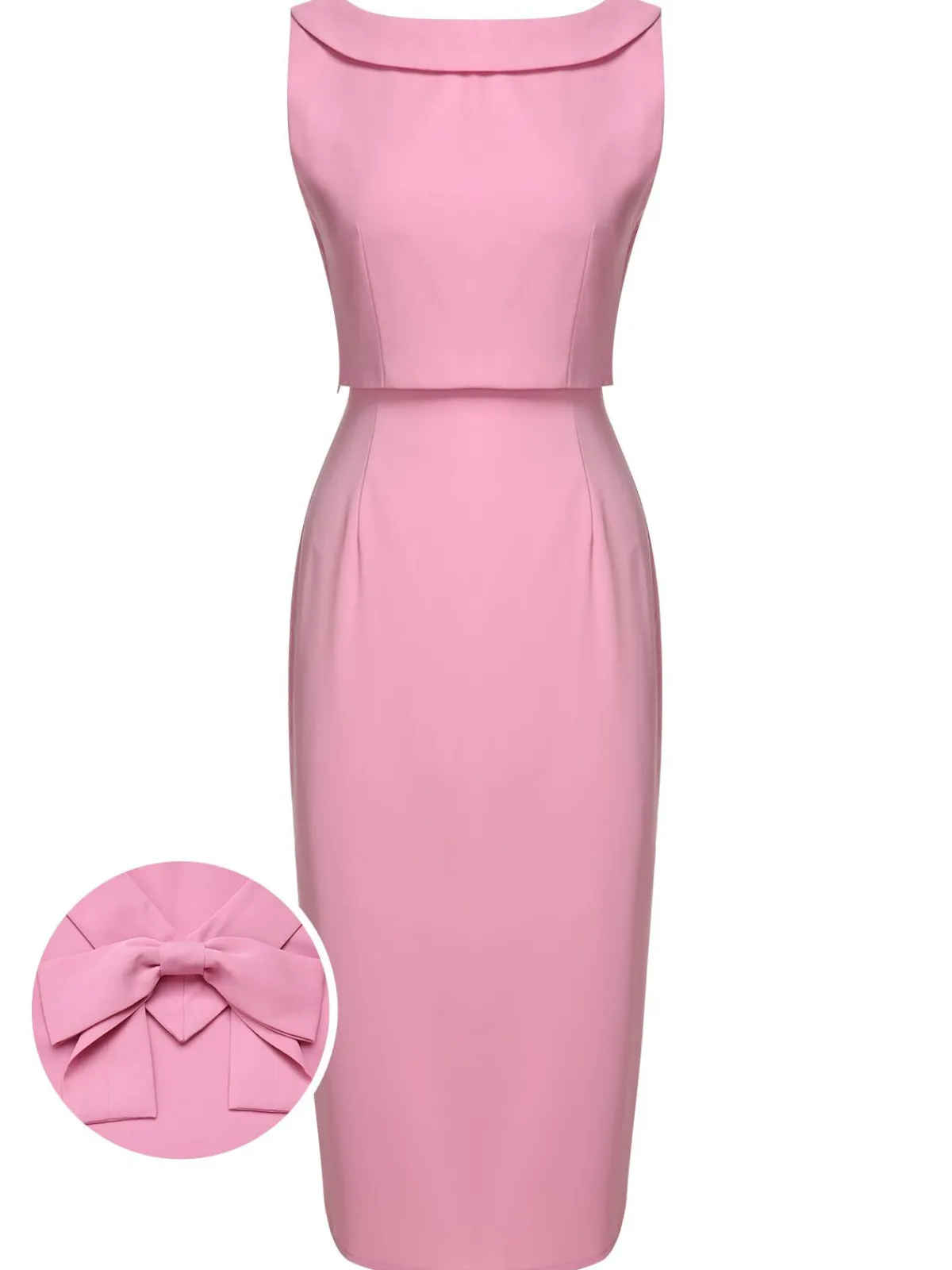 Discount Retro Stage 3PCS Pink 1960s Bow Blouse & Spaghetti Dress & Umbrella Skirt Pale Pink
