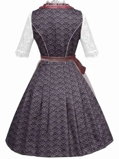 Best Retro Stage 3PCS 1950s Lace Top & Embroidered Ribbon Dress Pink