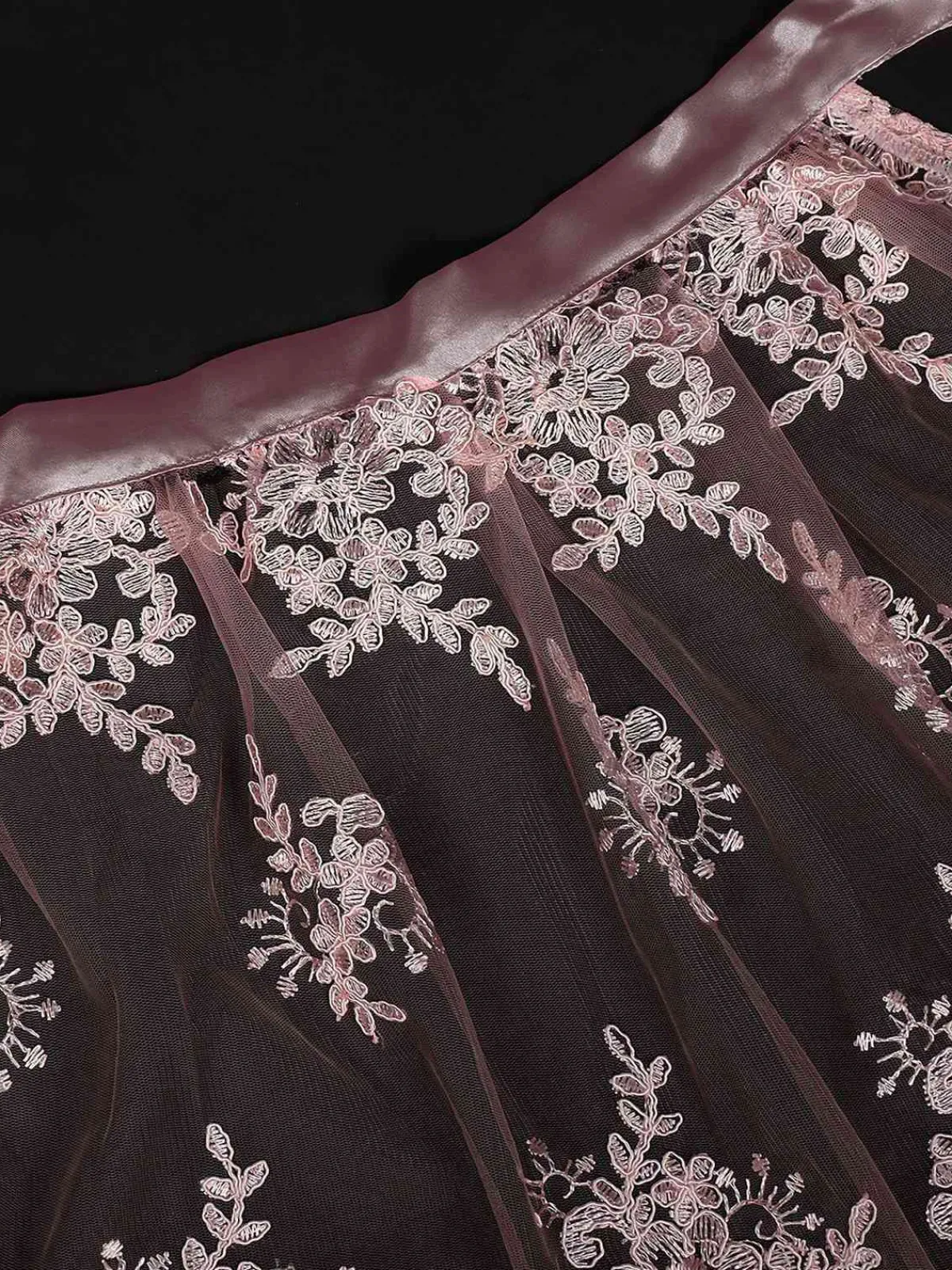 Best Retro Stage 3PCS 1950s Lace Top & Embroidered Ribbon Dress Pink