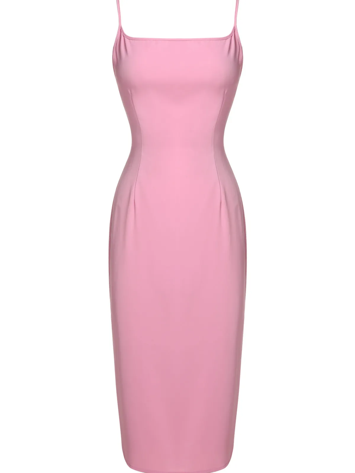 Outlet Retro Stage 2PCS Pink 1960s Lapel Bowknot Blouse & Solid Spaghetti Strap Dress Pale Pink