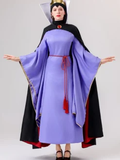 Outlet Retro Stage 2PCS 1940s Evil Queen Dress & Long Cloak Purple