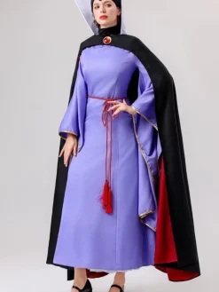Outlet Retro Stage 2PCS 1940s Evil Queen Dress & Long Cloak Purple