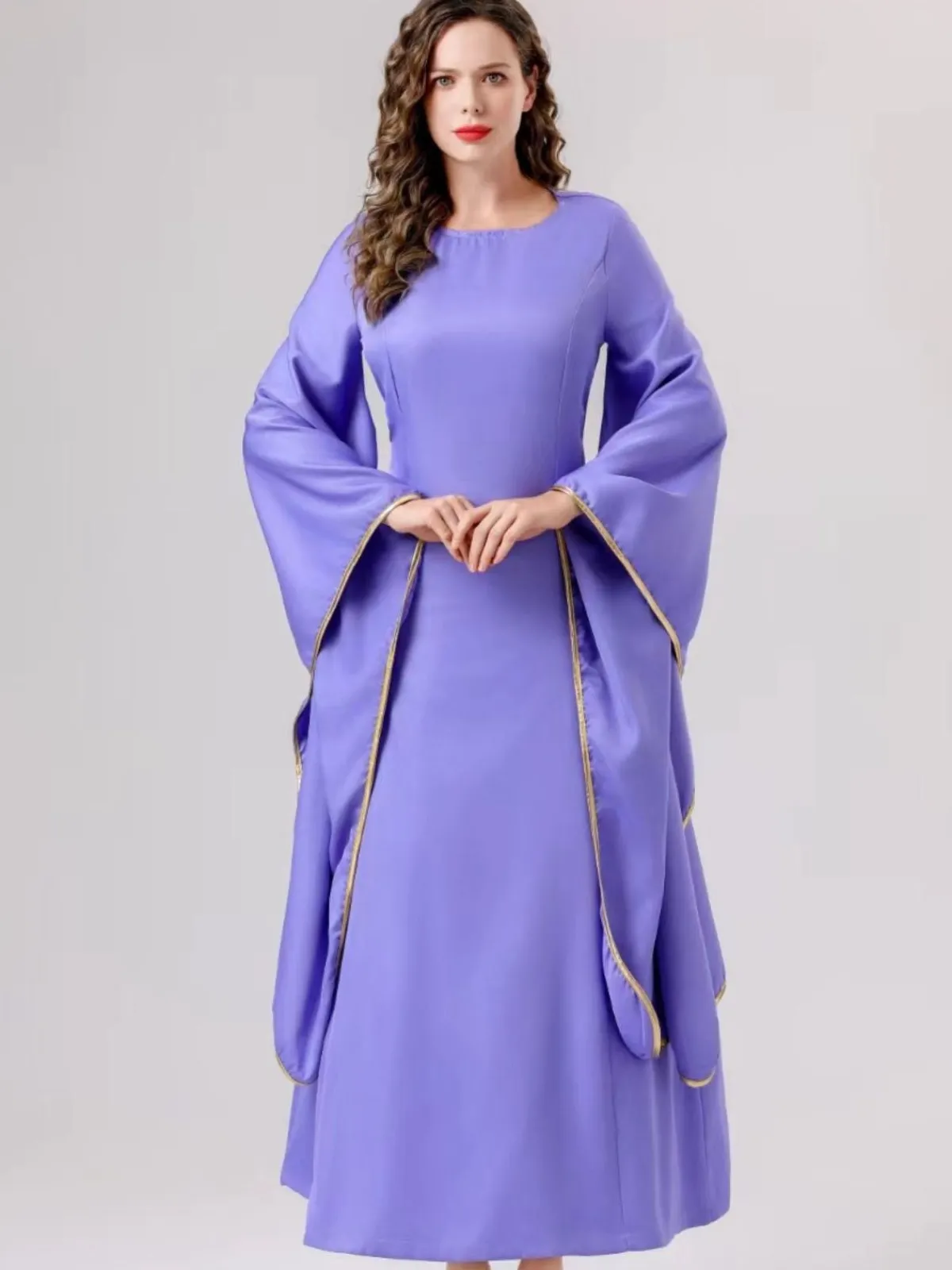 Outlet Retro Stage 2PCS 1940s Evil Queen Dress & Long Cloak Purple