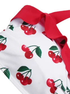 New Retro Stage 2PCS 1950s Cherry Bikini & Tie-Waist Cover up Red