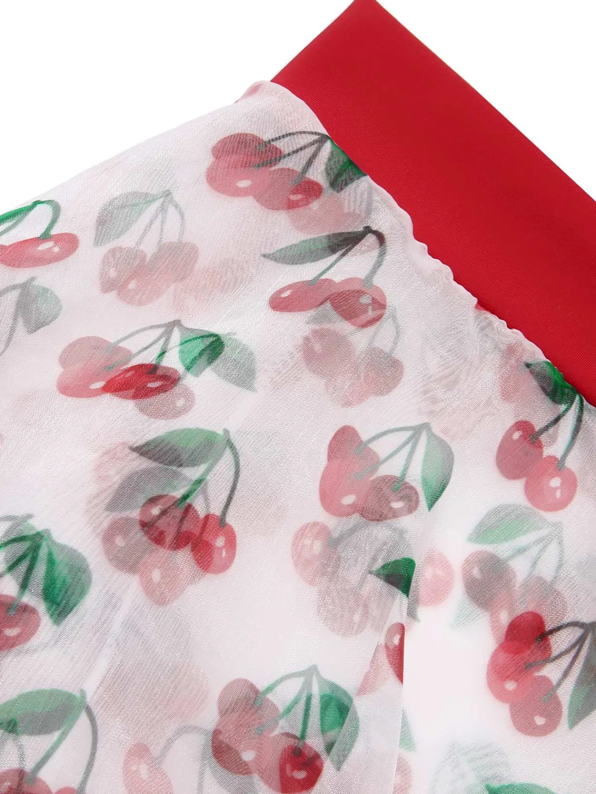 New Retro Stage 2PCS 1950s Cherry Bikini & Tie-Waist Cover up Red