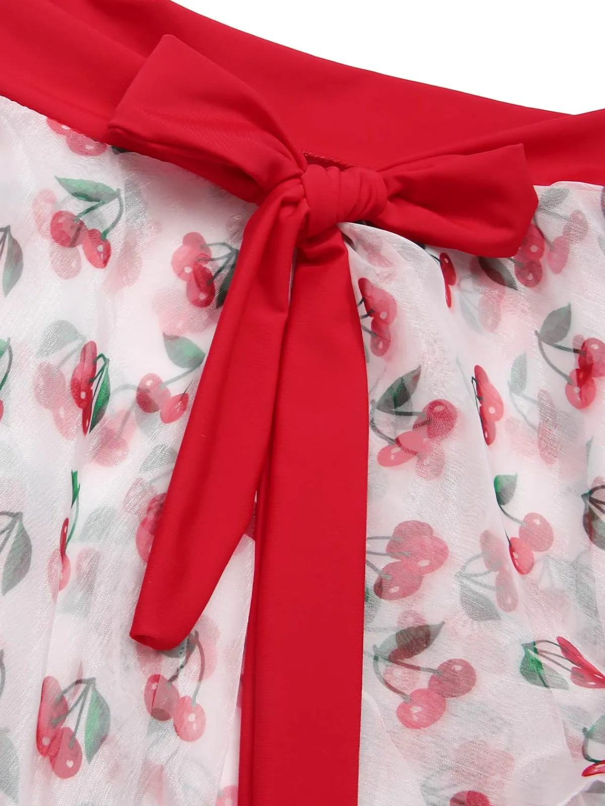 New Retro Stage 2PCS 1950s Cherry Bikini & Tie-Waist Cover up Red