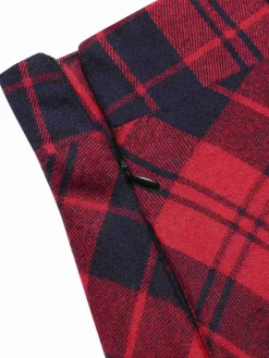 Best Retro Stage 2PCS 1940s Lapel Top & Plaid Skirt Red