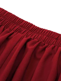 Clearance Retro Stage 2PCS 1960s Rose Blouse & Pleated Skirt Red
