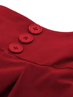 Clearance Retro Stage 2PCS 1960s Rose Blouse & Pleated Skirt Red