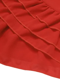 Outlet Retro Stage 2PCS Red 1960s Roses Halter Swimsuit & Skirt Cover-Up