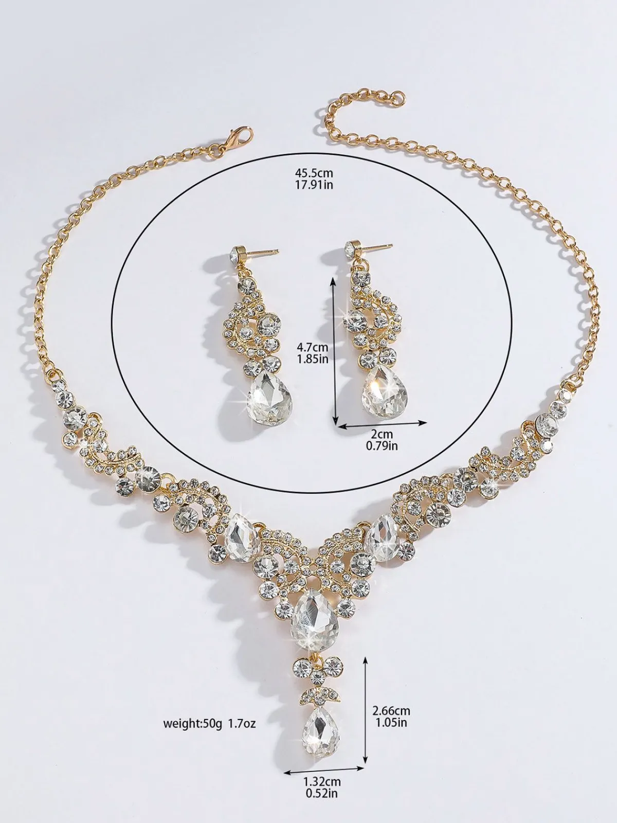 Clearance Retro Stage 2PCS Rhinestone Necklace & Earrings Set