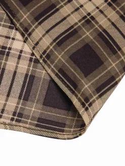 Hot Retro Stage 2PCS 1950s Beige Knitted Top & Plaid Pleated Skirt Light Brown