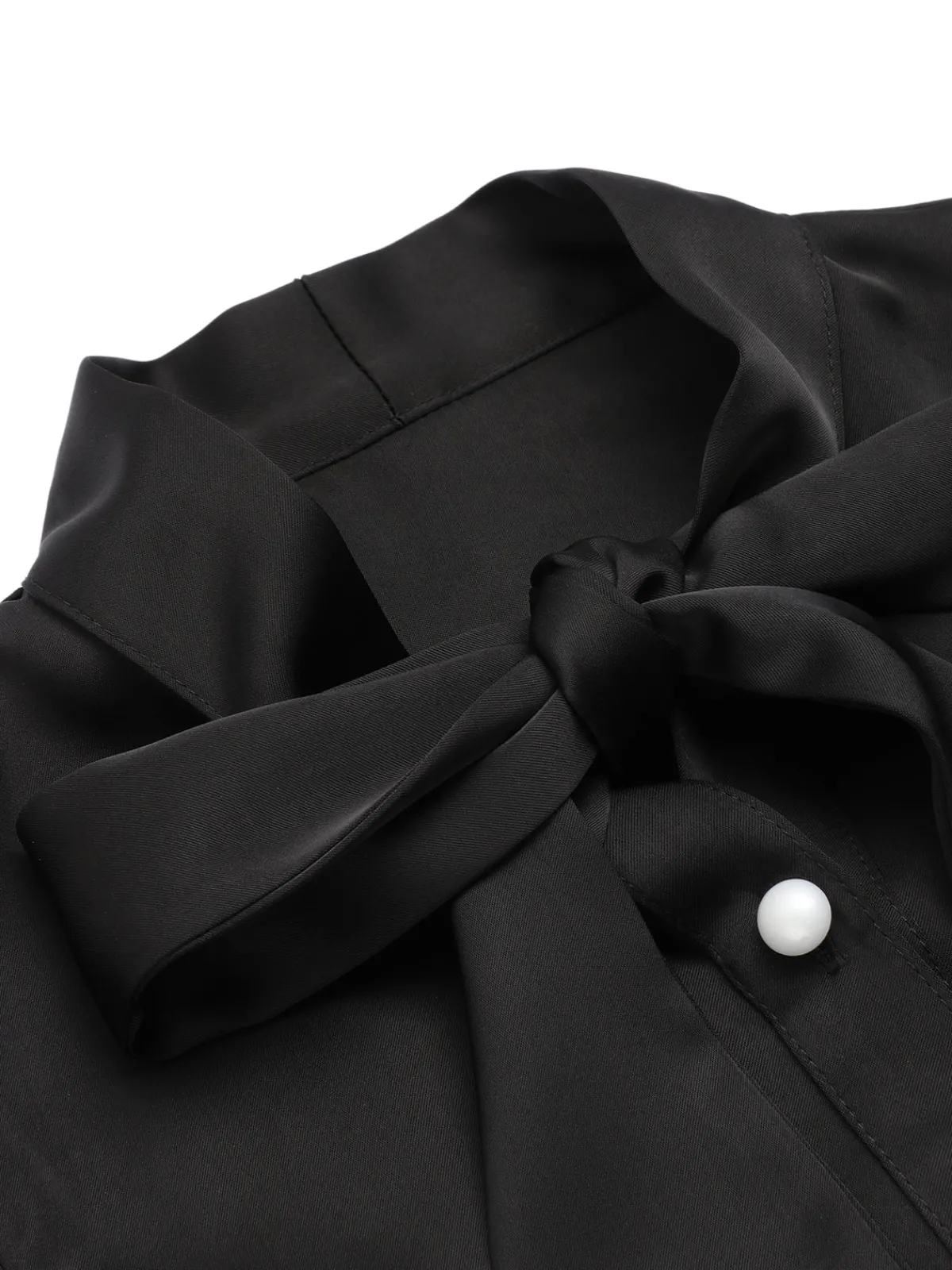 Hot Retro Stage 2PCS 1950s Black Solid Blouse & Suspender Skirt Black & White