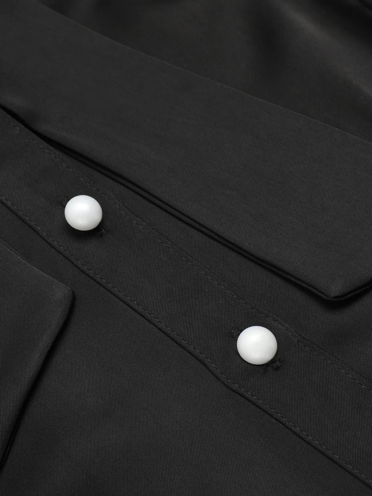 Hot Retro Stage 2PCS 1950s Black Solid Blouse & Suspender Skirt Black & White