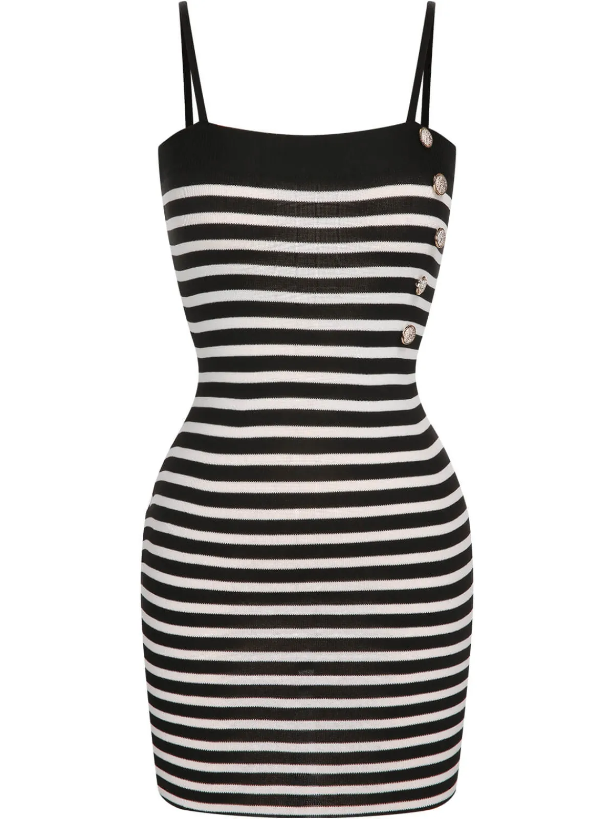 Hot Retro Stage 2PCS 1960s Black White Striped Knit Strap Dress & Cardigan