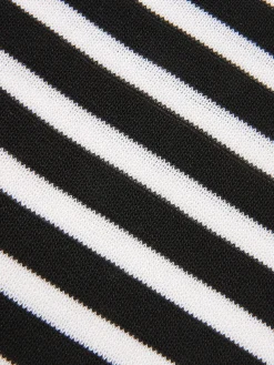 Hot Retro Stage 2PCS 1960s Black White Striped Knit Strap Dress & Cardigan