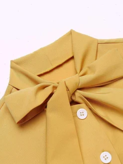 Outlet Retro Stage 2PCS 1950s Blouse Top & Suspender Pants Yellow Gray