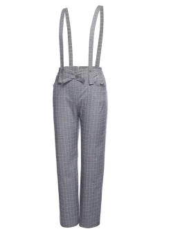 Outlet Retro Stage 2PCS 1950s Blouse Top & Suspender Pants Yellow Gray