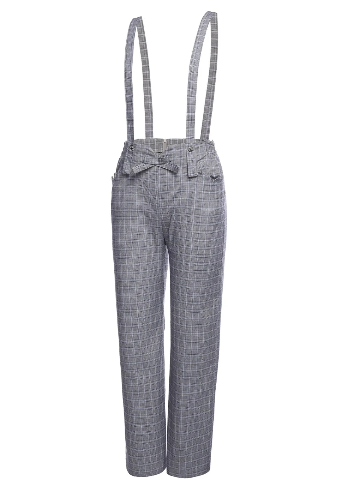 Outlet Retro Stage 2PCS 1950s Blouse Top & Suspender Pants Yellow Gray
