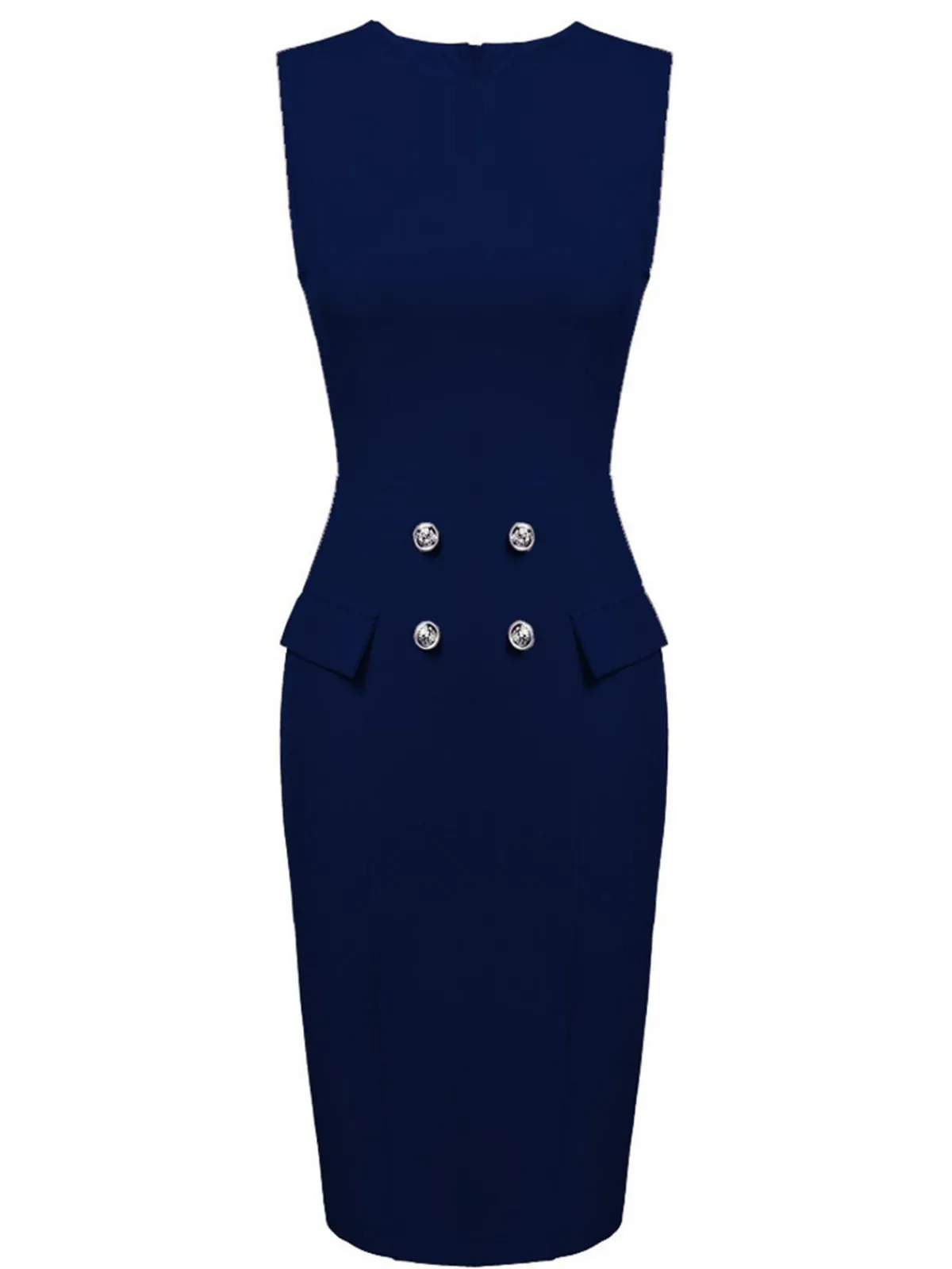 Online Retro Stage 2PCS 1960s Button Work Pencil Dress