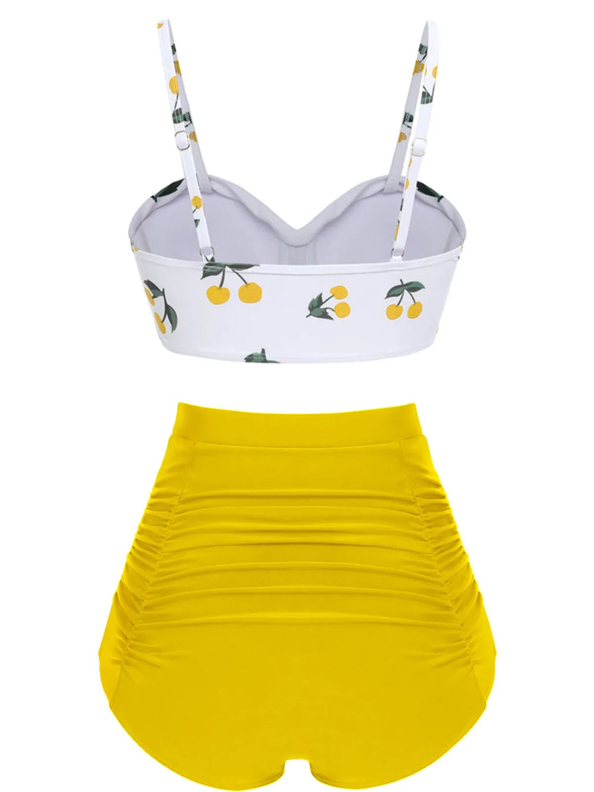 Online Retro Stage 2PCS 1950s Cherry Spaghetti Strap Bikini Set